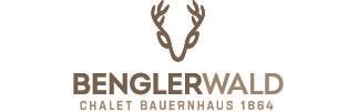 A stylish logo of Benglerwald, featuring a antlers and the text "Chalet Bauernhaus 1864". It conveys a rustic and inviting feeling.